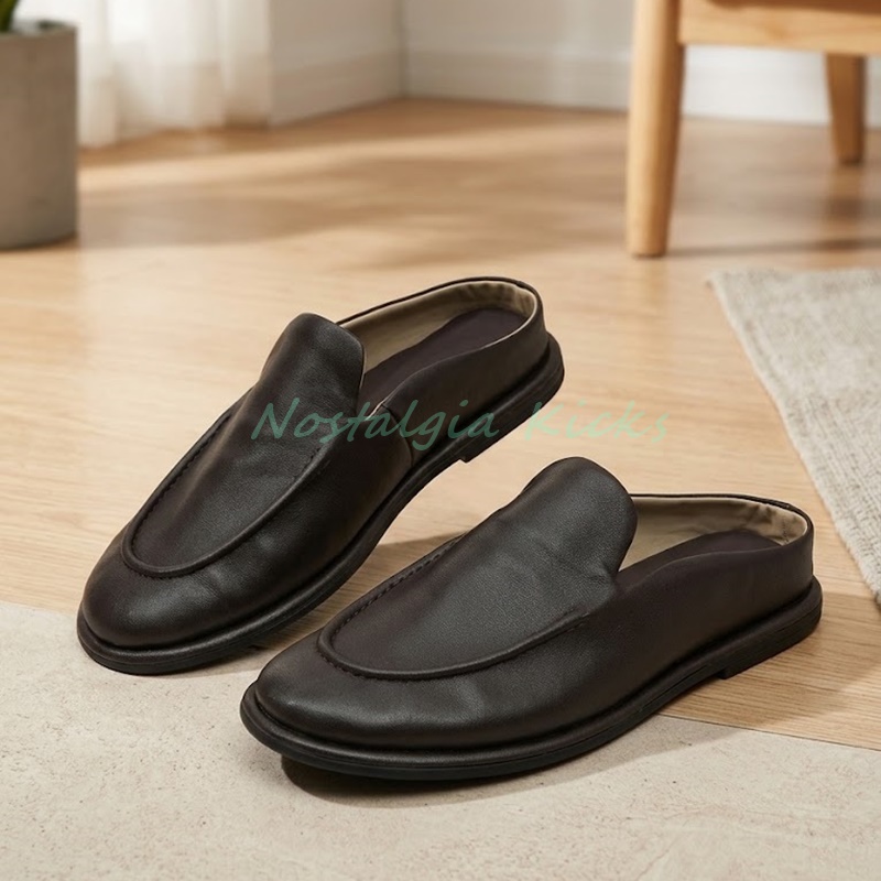 Men'S Shoes Smart - Męskie skórzane mulesy bez pięty, wsuwane